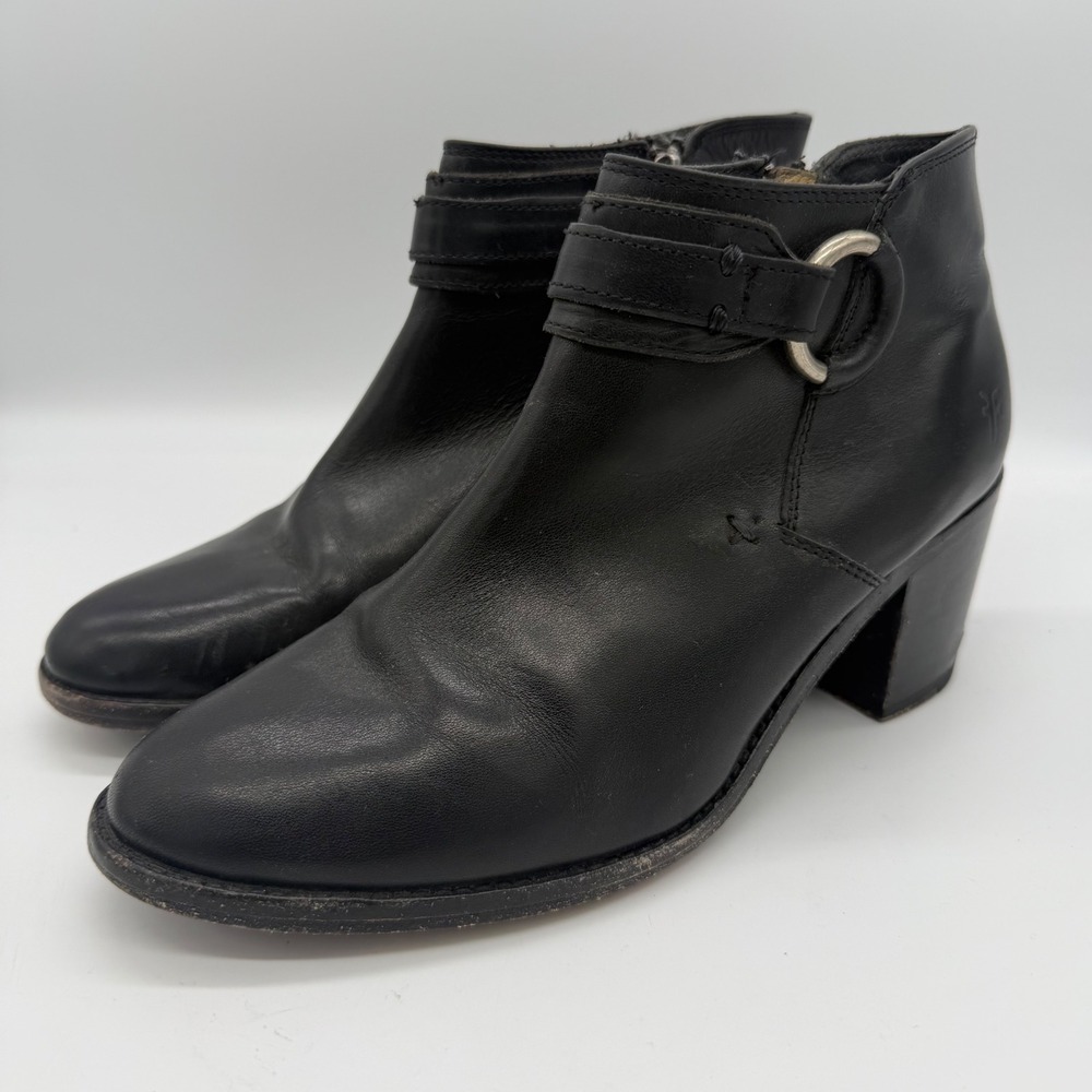 Frye Womens Black Leather Harness Ankle Boots 3474176-BLK Size 8.5 B Western